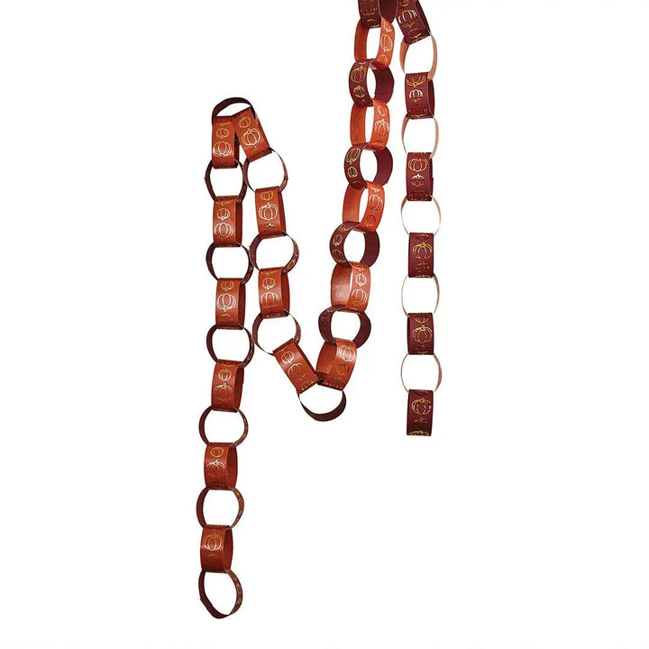Pumpkin Paper Chains - Halloween Decoration - Pack of 48 - Orange Autumnal DIY Party Garland Décor - Halloween Paper Chains - Jolie Fete UK