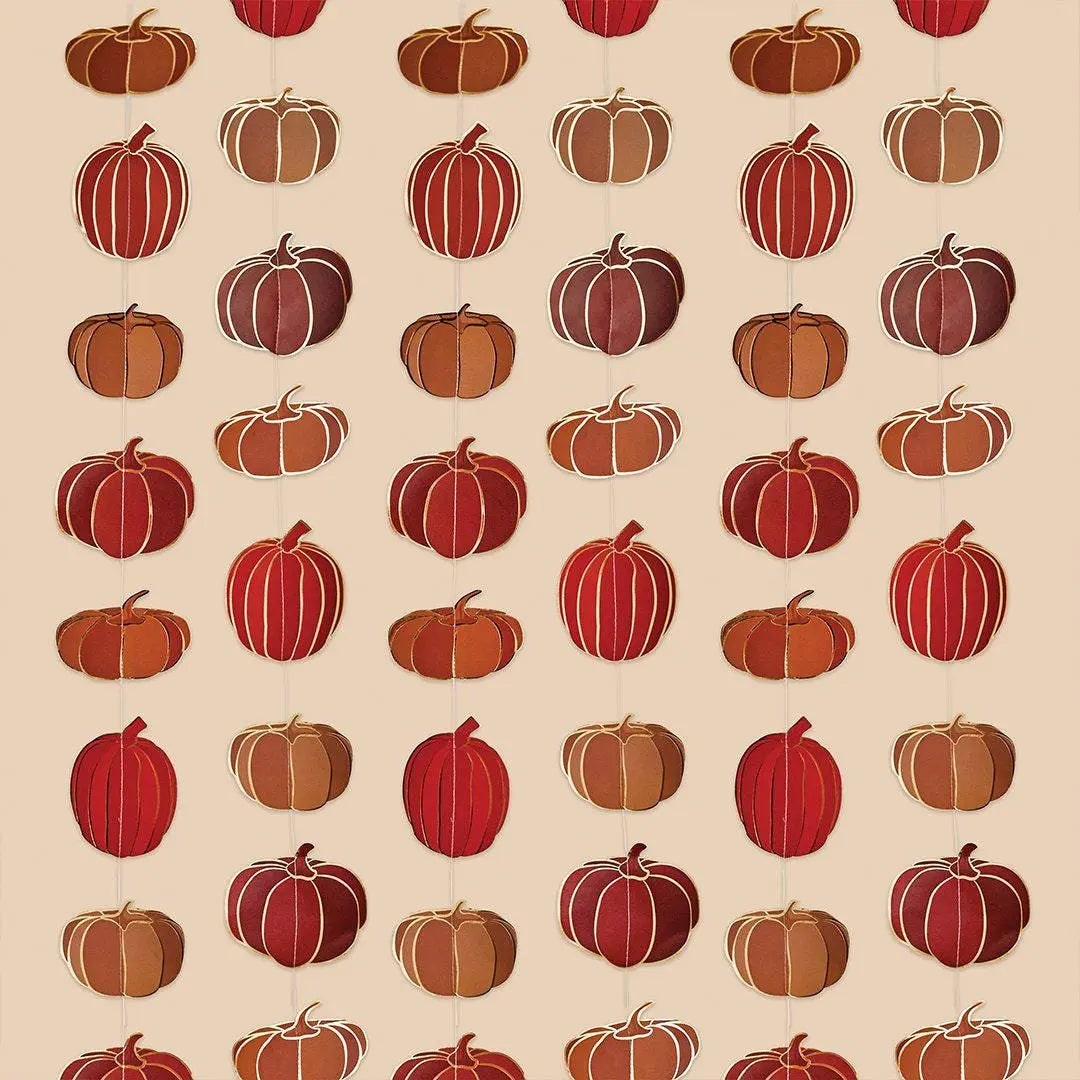 Halloween Pumpkin Hanging Decoration - 5m - Autumnal Party Decor - Spooky Season Backdrop - Card Pumpkin Garland - Halloween Banner - Jolie Fete UK