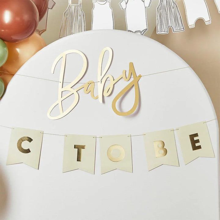 Baby To Be Customisable Card Banner - Baby Shower Bunting - Personalised Initial Baby Bunting - Baby Shower Decorations - 2m - Jolie Fete UK
