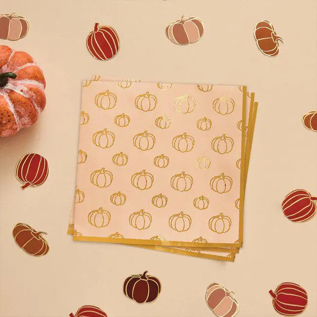 Halloween Pumpkin Paper Napkins - Pack of 16 - Autumn Party Tableware - Beige 3 ply - Halloween Dinner PartySupplies-Halloween Party Napkins - Jolie Fete UK