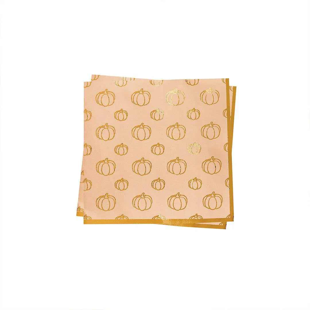 Halloween Pumpkin Paper Napkins - Pack of 16 - Autumn Party Tableware - Beige 3 ply - Halloween Dinner PartySupplies-Halloween Party Napkins - Jolie Fete UK