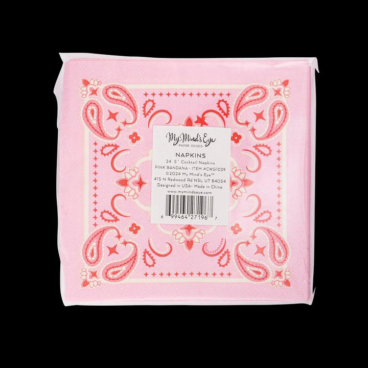 Bandana Cocktail Napkins - Pink Cowgirl Party Napkins - Western Paper Napkins - Last Rodeo Hen - Cowgal Birthday Collection - Pack of 24 - Jolie Fete UK