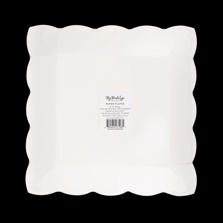 Cow Gal Paper Plates - Square Pink Cowgirl Party Plates - Last Rodeo Hen Party - Western Birthday Party Tableware - 9 Inch - Pack of 8 - Jolie Fete UK