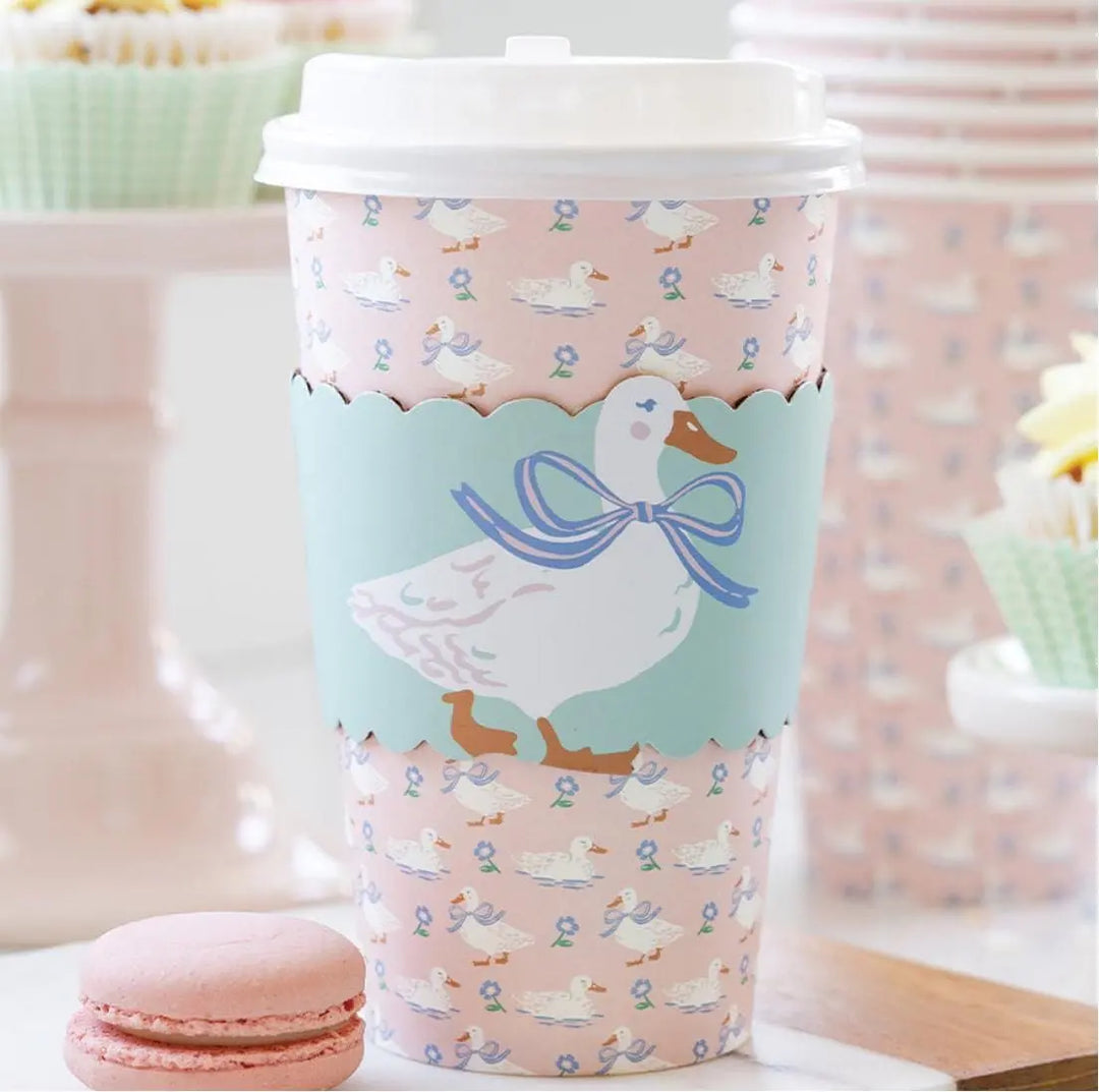 Goose Paper Cups - One Silly Goose Paper Cups with Lids & Sleeves - To-Go Cups-Easter Baby Shower Cups- 1st Birthday Birthday Party Supplies - Jolie Fete UK