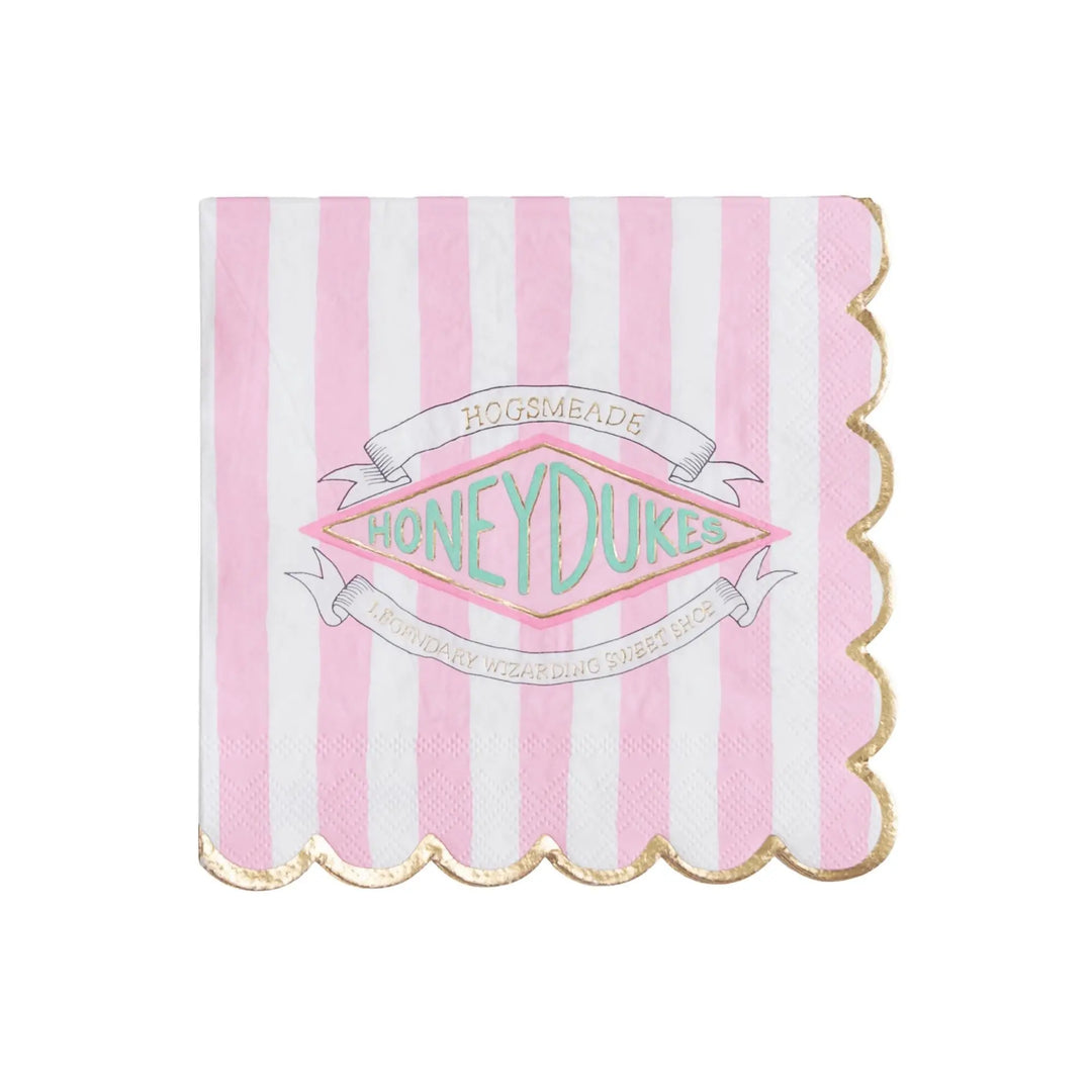 Harry Potter Honeydukes Stripe Napkins - Officially Licensed Pink Wizard Candy Shop Party Napkins - Wizarding World Birthday - Pack of 24 - Jolie Fete UK