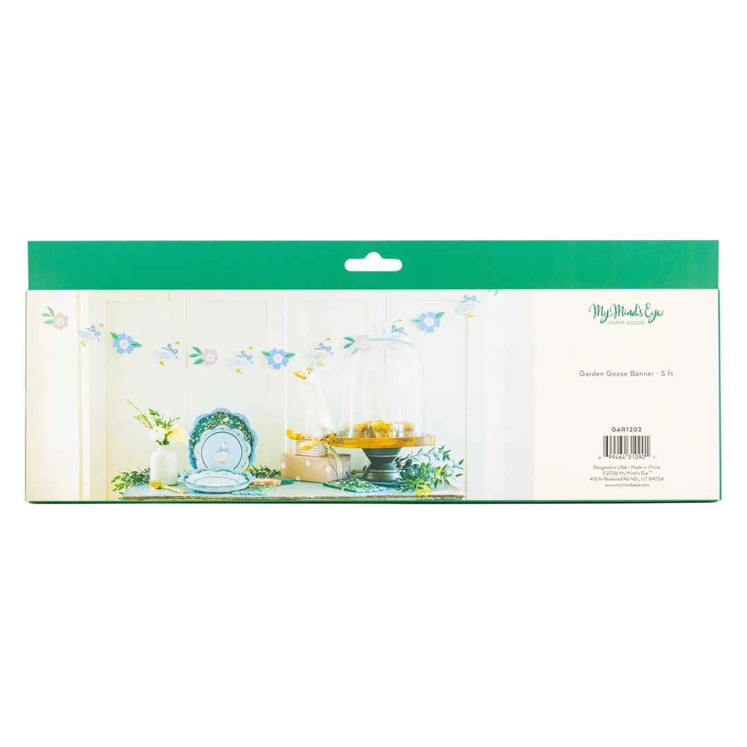 Garden Goose Banner - One Silly Goose Paper Bunting - Goose & Flower Garland - Farmhouse Garden Party Decoration - 5ft Cream Banner - Jolie Fete UK