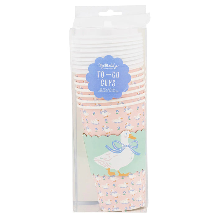 Goose Paper Cups - One Silly Goose Paper Cups with Lids & Sleeves - To-Go Cups-Easter Baby Shower Cups- 1st Birthday Birthday Party Supplies - Jolie Fete UK