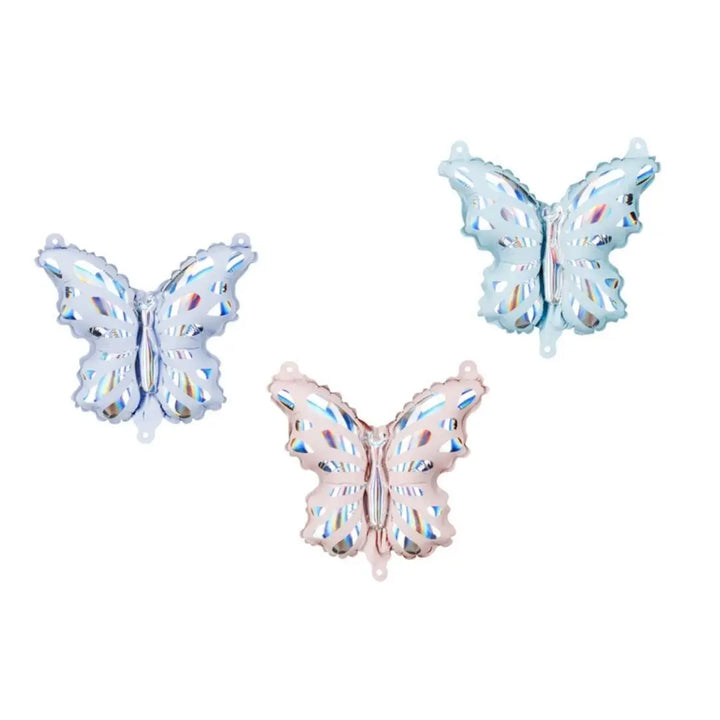 21 x Butterfly Foil Balloons - Pink Blue Grey Butterfly Garland - Mini Balloon Garland Kit - Birthday Baby Shower Party Decoration - 21 Pack - Jolie Fete UK