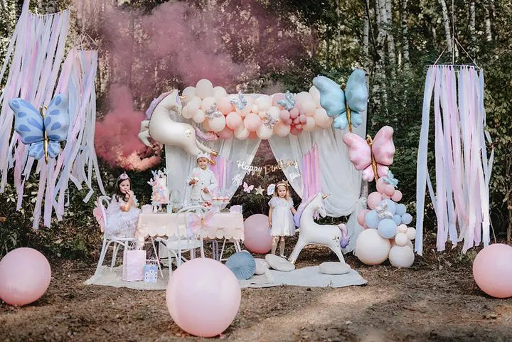 21 x Butterfly Foil Balloons - Pink Blue Grey Butterfly Garland - Mini Balloon Garland Kit - Birthday Baby Shower Party Decoration - 21 Pack - Jolie Fete UK