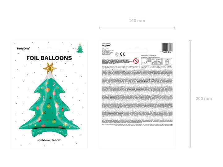 Large Christmas Tree Balloon - Standing Christmas Tree Balloon With Gold Star - Green Christmas Balloon - Christmas Party Balloon - Jolie Fete UK