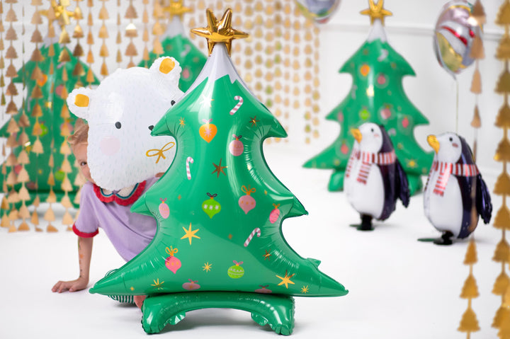 Large Christmas Tree Balloon - Standing Christmas Tree Balloon With Gold Star - Green Christmas Balloon - Christmas Party Balloon - Jolie Fete UK