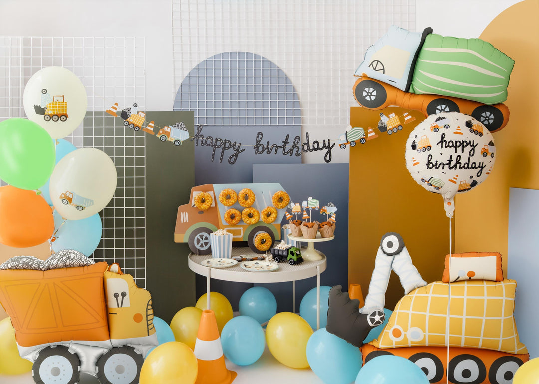 Large Construction Truck Foil Balloon - Dumper Truck Birthday Decoration - Diggers and Builders Party Theme - Giant Dump Truck Balloon - Jolie Fete UK