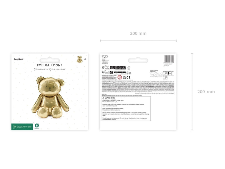 Gold Bear Balloon - Large Golden Bear Foil Balloon - Air Fill Balloon - Baby Shower Balloon - Gender Neutral - Welcome Home - Jolie Fete UK