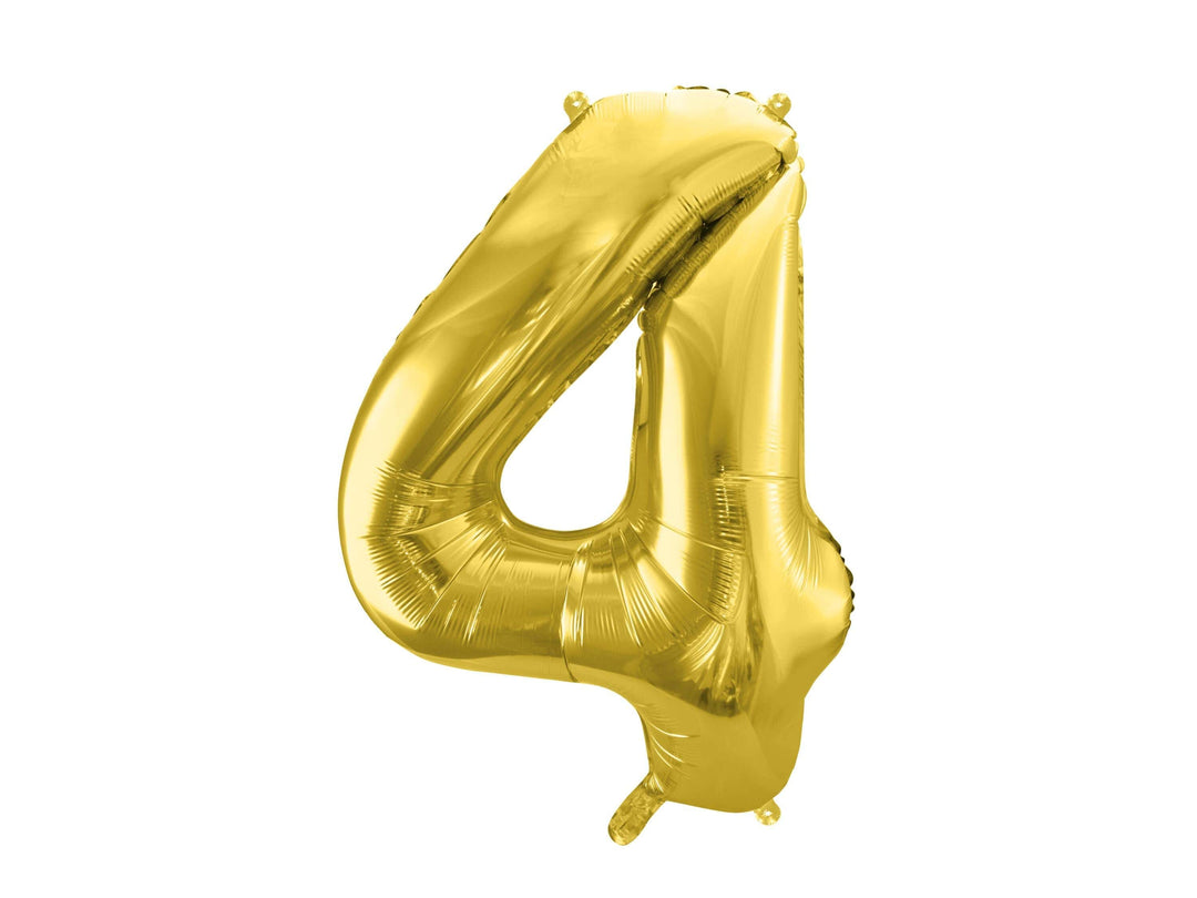Gold Number 4 Balloon - Large Gold Foil 4 balloon - Birthday Balloon - Party Decorations - 72cm Balloon - 30" Balloon - Jolie Fete UK