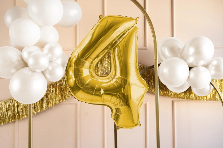 Gold Number 4 Balloon - Large Gold Foil 4 balloon - Birthday Balloon - Party Decorations - 72cm Balloon - 30" Balloon - Jolie Fete UK