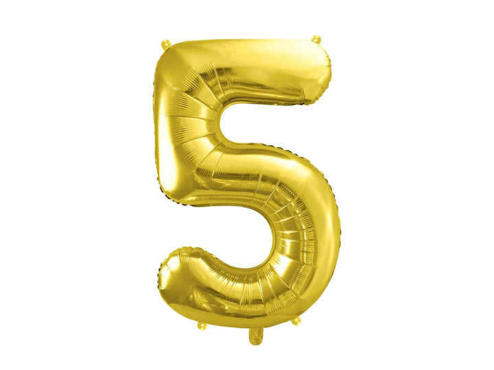 Gold Number 5 Balloon - Large Gold Foil 5 balloon - Birthday Balloon - Party Decorations - 72cm Balloon - 30" Balloon - Jolie Fete UK