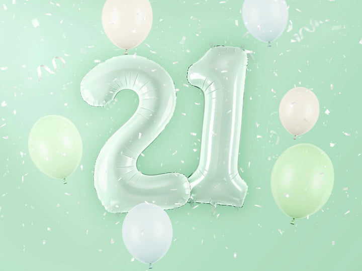 Pastel Green Number 1 Balloon - Large Light Mint Green Foil 1 balloon - Birthday Balloon - Party Decorations - 72cm Balloon - 30" Balloon - Jolie Fete UK