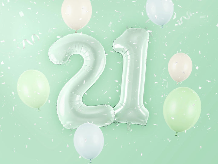 Pastel Green Number 2 Balloon - Large Light Mint Green Foil 2 balloon - Birthday Balloon - Party Decorations - 72cm Balloon - 30" Balloon - Jolie Fete UK