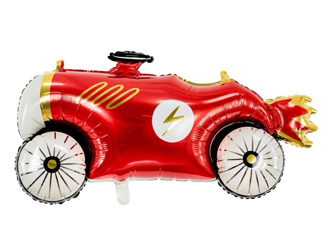 Racing Car Balloon - Large Red Racing Car Foil Balloon - Air Or Helium Fill - Racing Car Party - F1 Theme - Kids Birthday Party Supplies - Jolie Fete UK