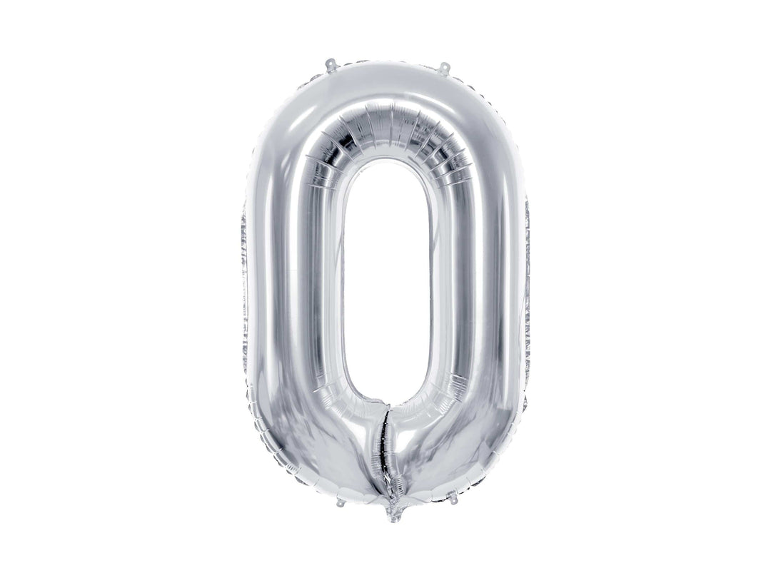 Silver Number 0 Balloon - Large Silver Foil 0 balloon - Birthday Balloon - Party Decorations - 72cm Balloon - 30" Balloon - Jolie Fete UK