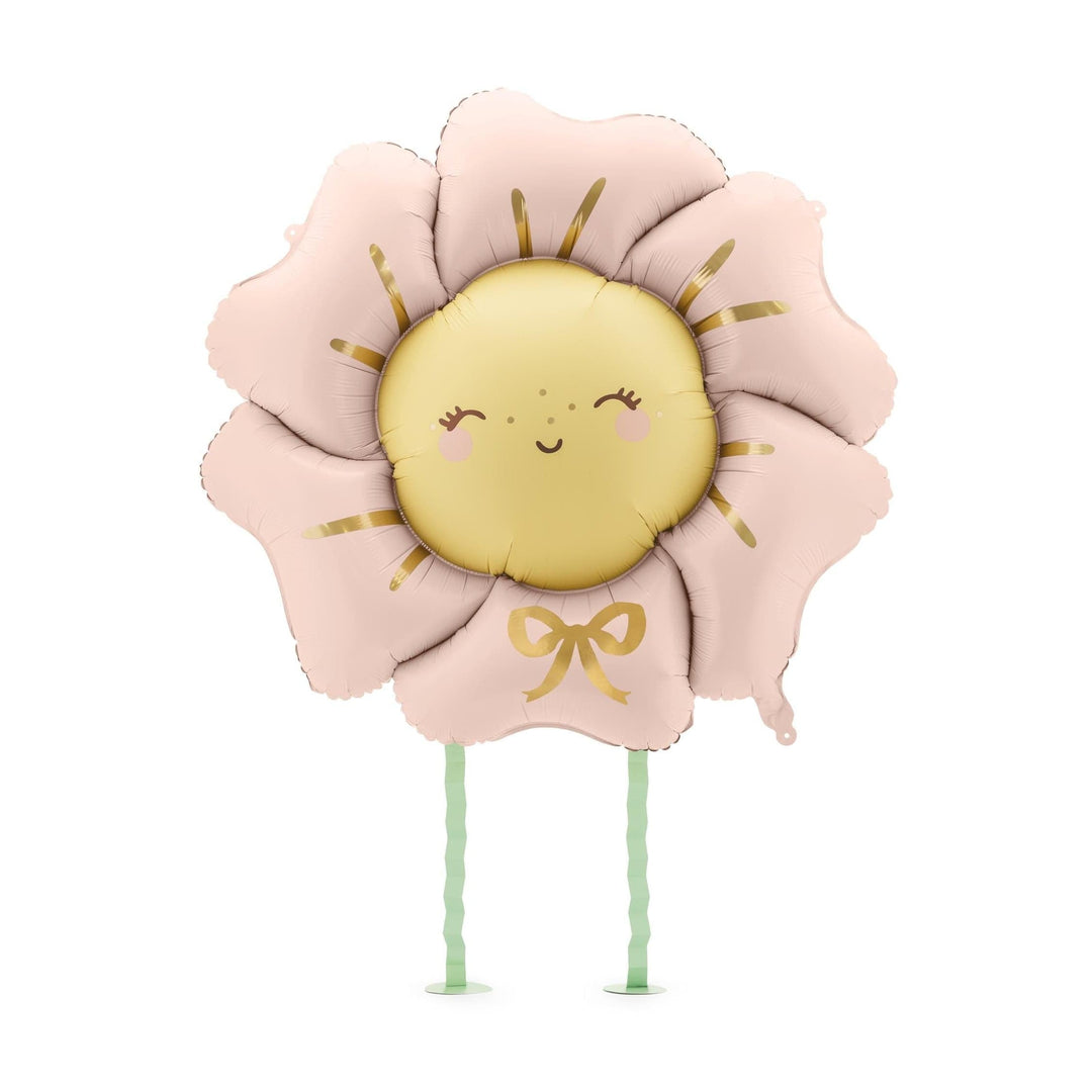 Pink Flower Balloon - Large 'Standing' Blush Pink Foil Balloon - Helium Fill Walking Balloon - Kids Birthday -Nature Outdoors-Garden Parties - Jolie Fete UK