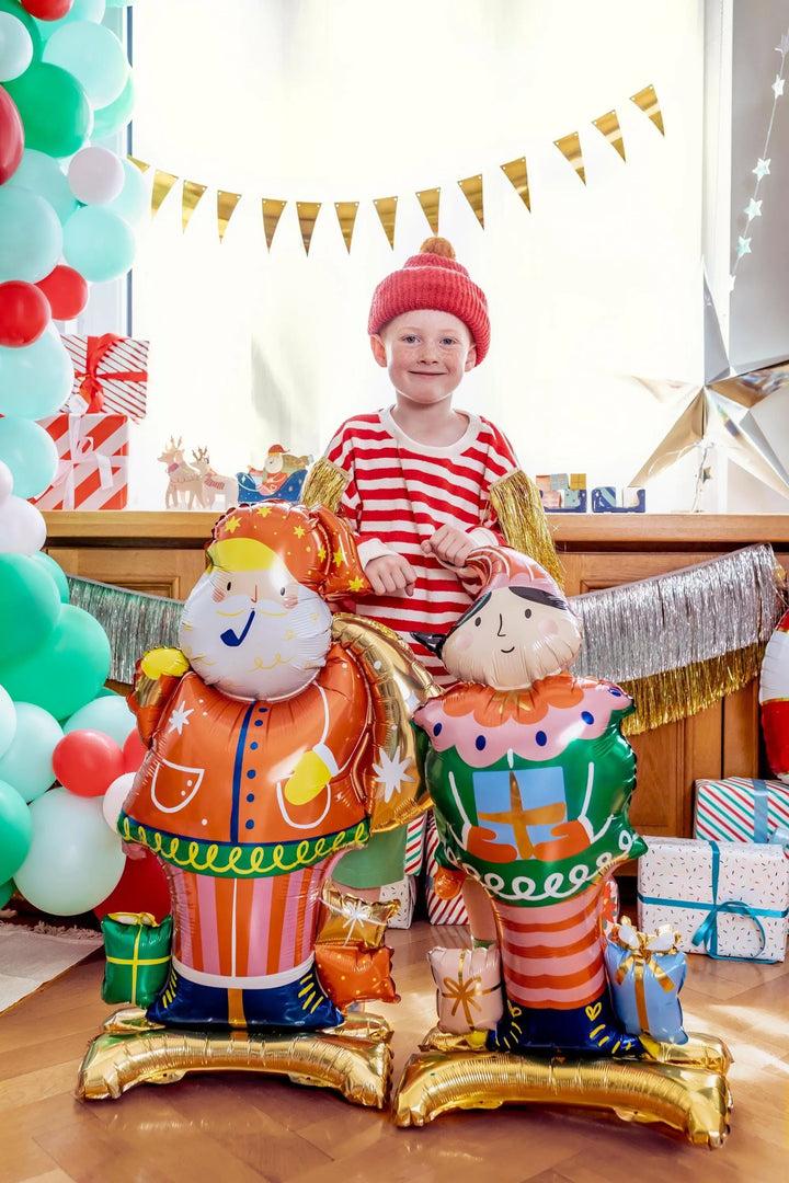 Santa Balloon - Large Standing Father Christmas Balloon - 3D Standing Santa Foil Balloon - Christmas Party Balloon - Kids Christmas Balloon - Jolie Fete UK