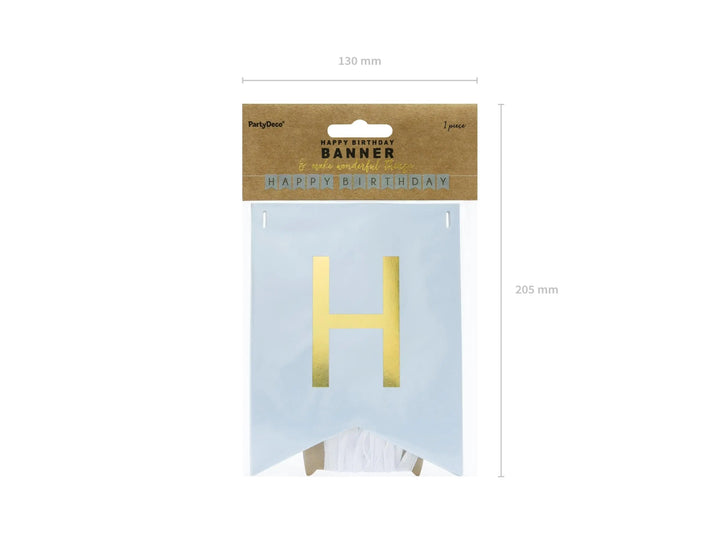 Happy Birthday Banner - Blue Birthday Party Bunting - Pastel Blue Garland - Boys Birthday Party Decorations - Blue & Gold Party Decor - DIY - Jolie Fete UK