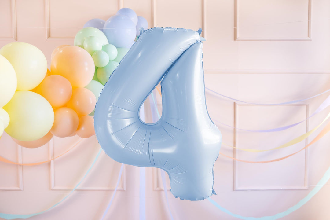 Light Blue Number 4 Balloon - Large Baby Blue 4 balloon - Birthday Balloon - Party Decorations - 72cm Balloon - 30" Balloon - Jolie Fete UK