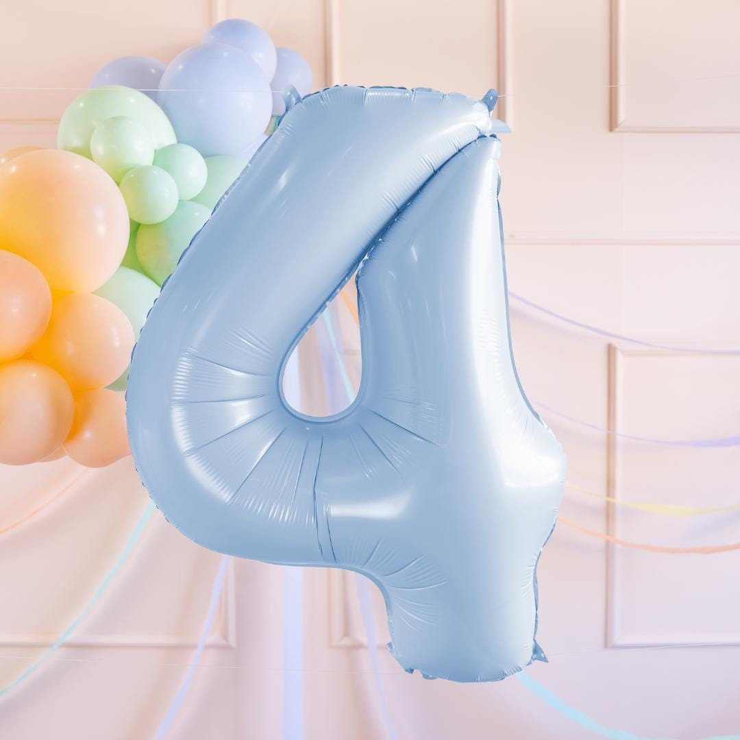 Light Blue Number 4 Balloon - Large Baby Blue 4 balloon - Birthday Balloon - Party Decorations - 72cm Balloon - 30" Balloon - Jolie Fete UK