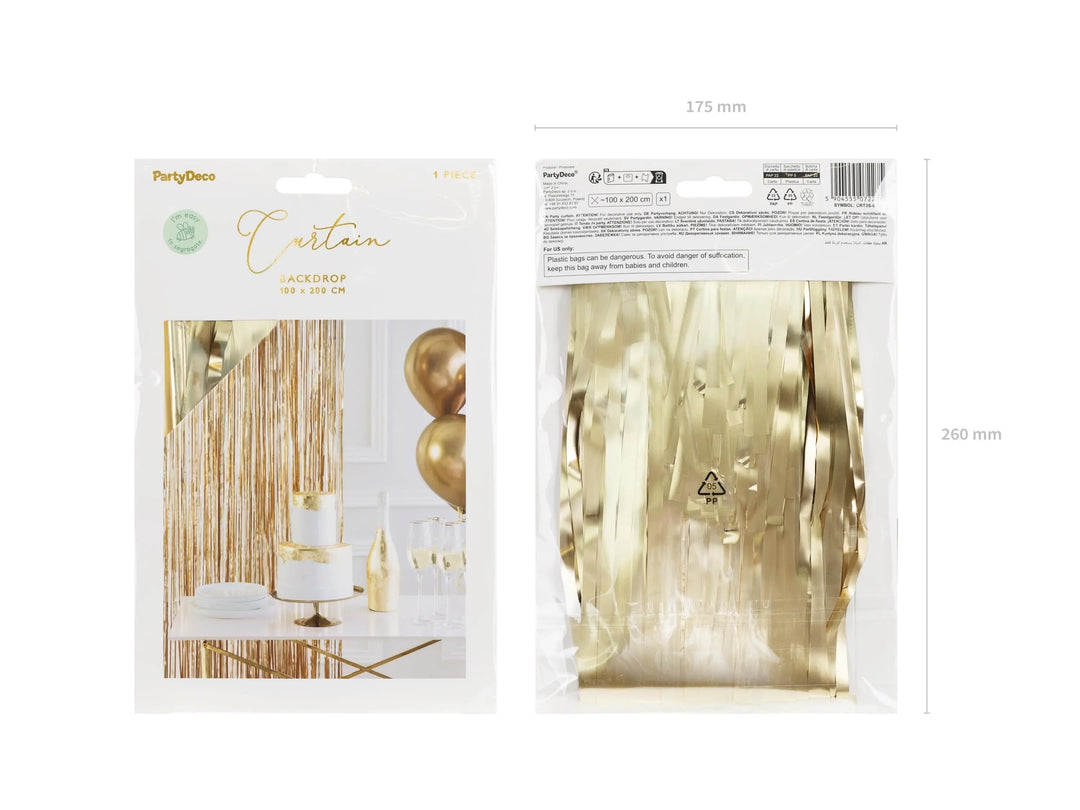 Light Gold Party Curtain - Light Gold Party Backdrop - Kids Birthday Party - Gold Party Decor - Metallic Fringe Curtain-Photo Booth Backdrop - Jolie Fete UK
