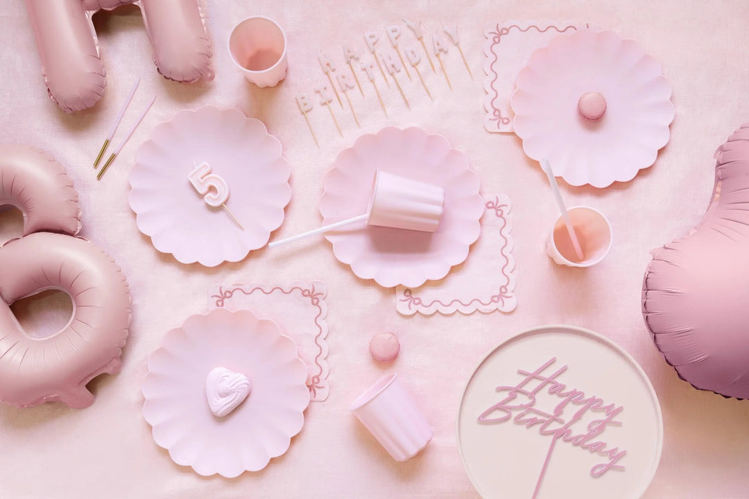 Pastel Pink Napkins - Baby Pink Party Paper Napkins - Light Pink Birthday Party Tableware - Scallop Edge Design - Pack Of 12 - Jolie Fete UK