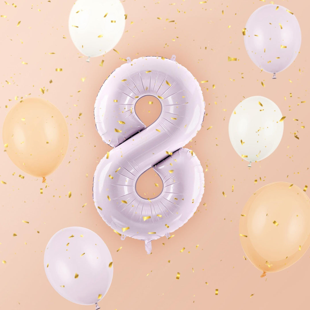 Lilac Number 8 Balloon 72cm / 30" - Large Pastel Purple Foil Mylar Digit - 18th Birthday Decor - 80th - Anniversary Party Supplies - Mermaid - Jolie Fete UK