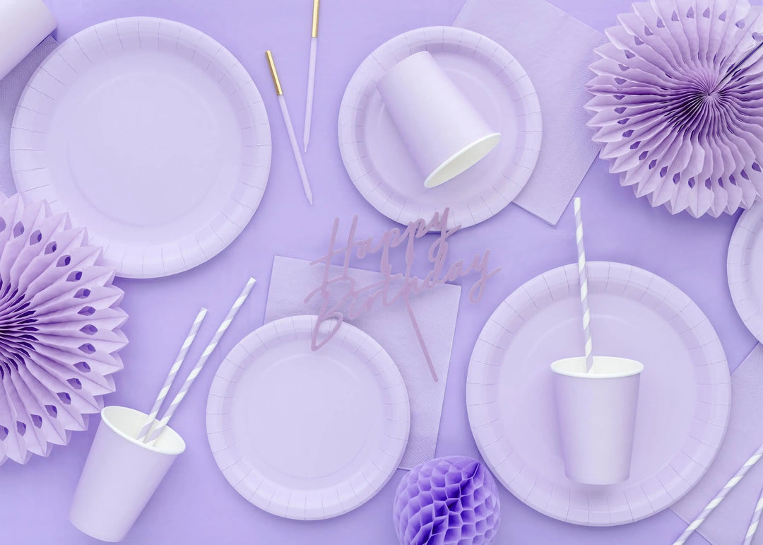 Lilac Paper Plates 18cm - Light Pastel Violet Small Party Plates - Dessert Plates - Kids Birthday - Mermaid Party - Pack of 6 - Jolie Fete UK