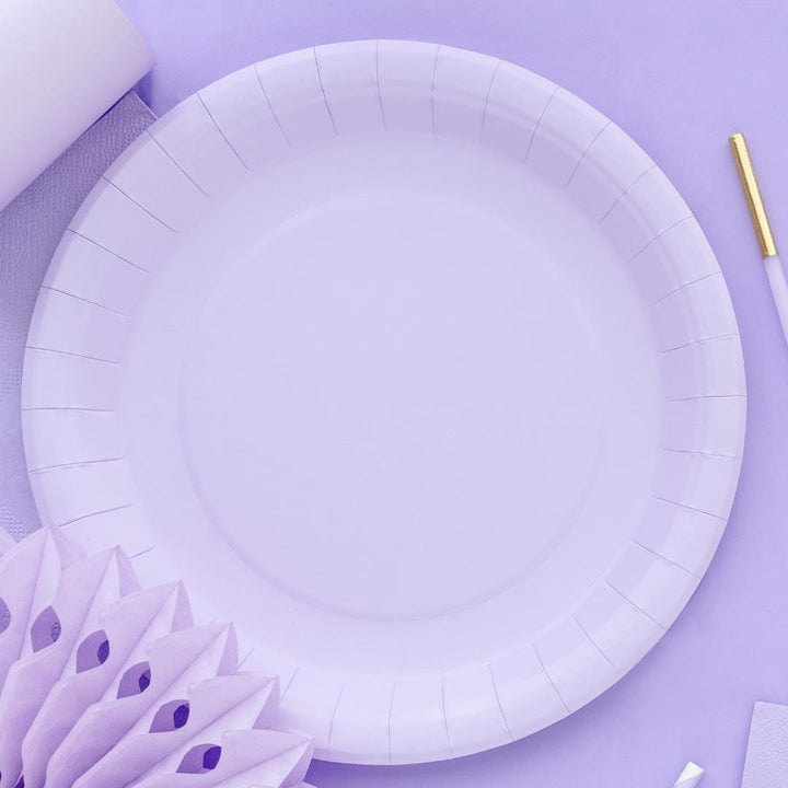 Lilac Paper Plates 23cm - Pastel Violet Party Plates - Kids Birthday - Mermaid Party - Underwater Theme - Pack of 6 - Jolie Fete UK