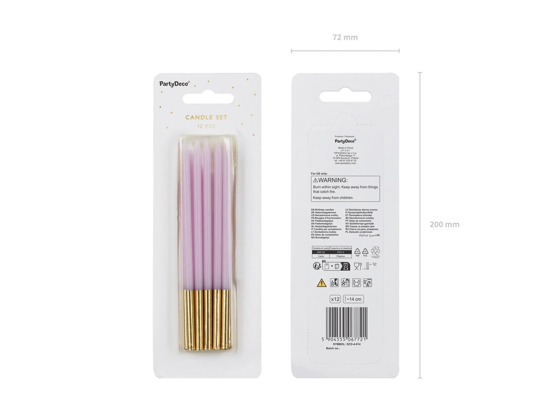 Lilac Candles - Plain Pastel Lilac Cake Candles - Straight Candles - Violet Party Decorations - Birthday Cake Candles - 14cm - Pack Of 12 - Jolie Fete UK