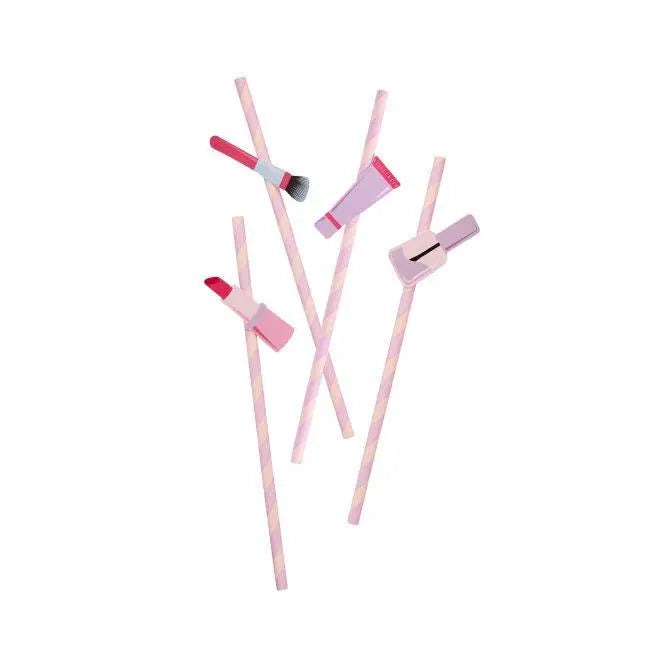 Pamper Party Paper Straws - Makeup Party Straws - Glam Beauty Theme Decorations - Spa Birthday Party Supplies -Girls Party Straws-Pack of 16 - Jolie Fete UK