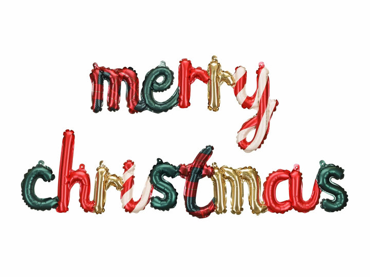 Merry Christmas Foil Balloons - Large Christmas Decorations - Festive Party Balloons - Red, Green & Gold - Xmas Supplies - Inflate With Air - Jolie Fete UK