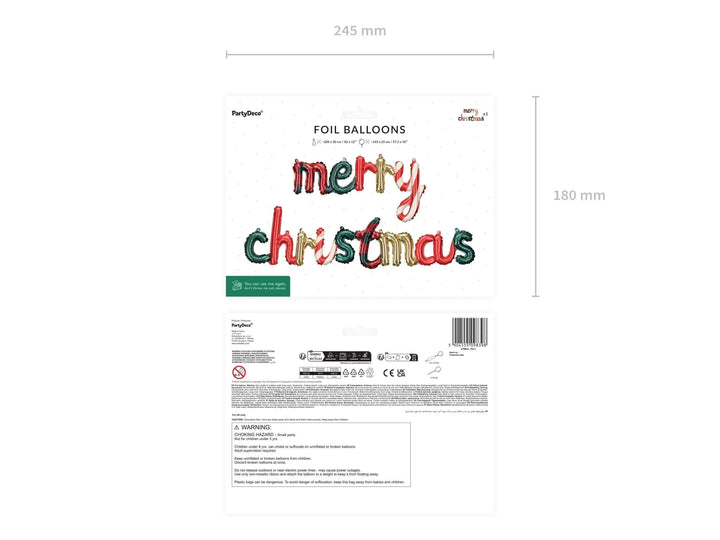 Merry Christmas Foil Balloons - Large Christmas Decorations - Festive Party Balloons - Red, Green & Gold - Xmas Supplies - Inflate With Air - Jolie Fete UK