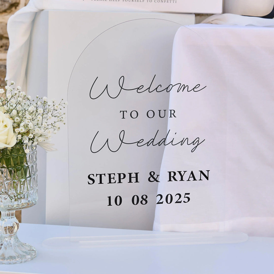 Mr & Mrs Wedding Photo Booth Frame - Black And White Monochrome Picture Frame - Customise With Your Name And Date - Minimalist Wedding - Jolie Fete UK