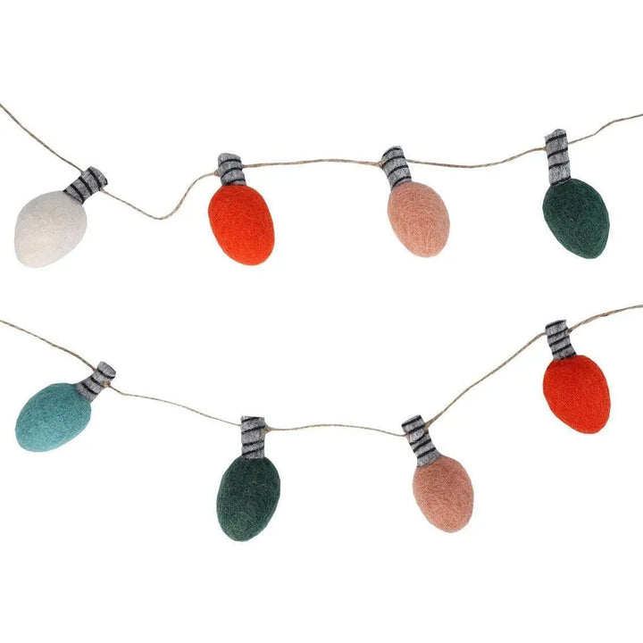 Multicoloured Felt Lightbulb Christmas Bunting - Handmade Christmas Garland - Christmas Tree Decor - Christmas Decorations - Holiday Decor - Jolie Fete UK