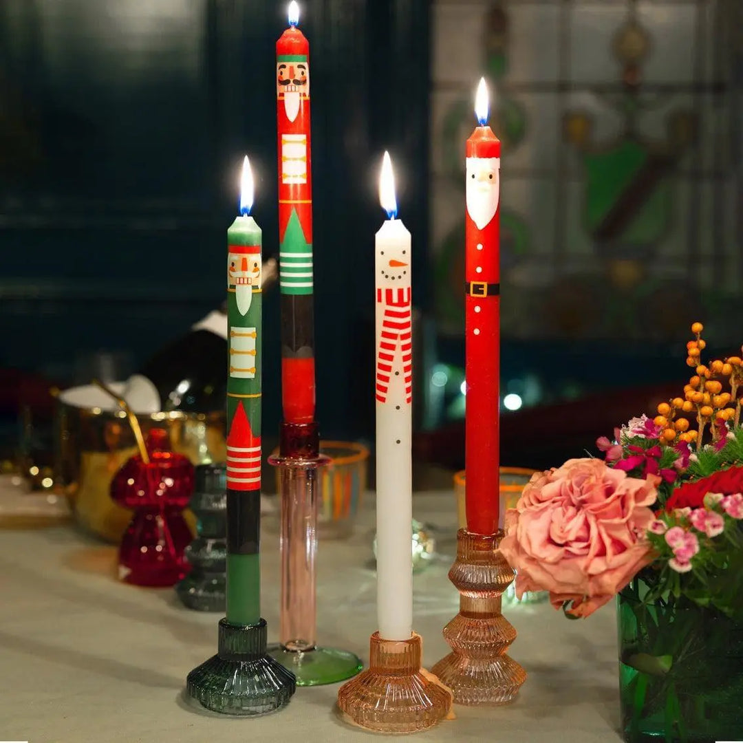 Nutcracker Christmas Dinner Candles - Red & Green Christmas Table Candles -Christmas Decorations -Christmas Gifts-Stocking Fillers-Pack Of 2 - Jolie Fete UK