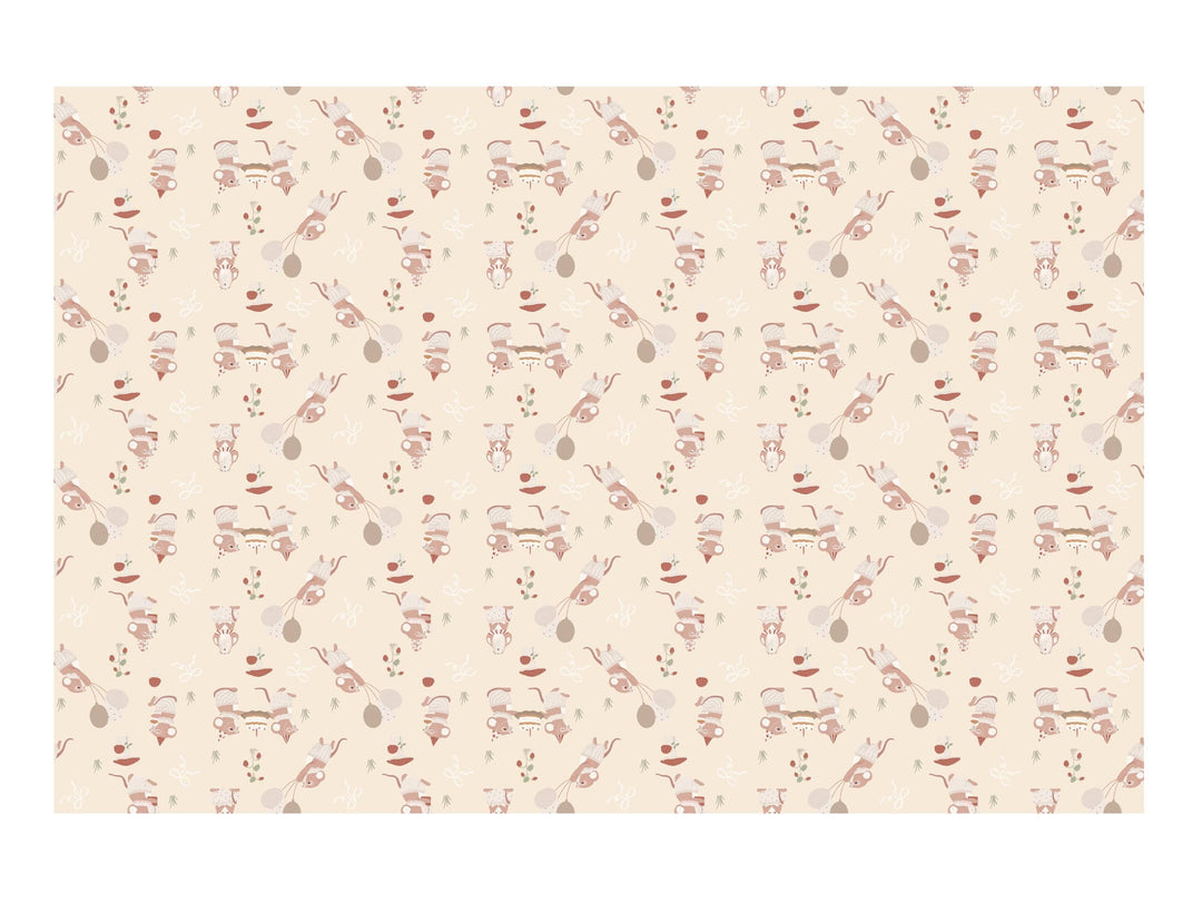 Mouse Paper Table Cover - One Little Mouse 1st Birthday Party Tablecloth - Mice Party Table Decorations - Neutral Table Decor - 180x120cm - Jolie Fete UK