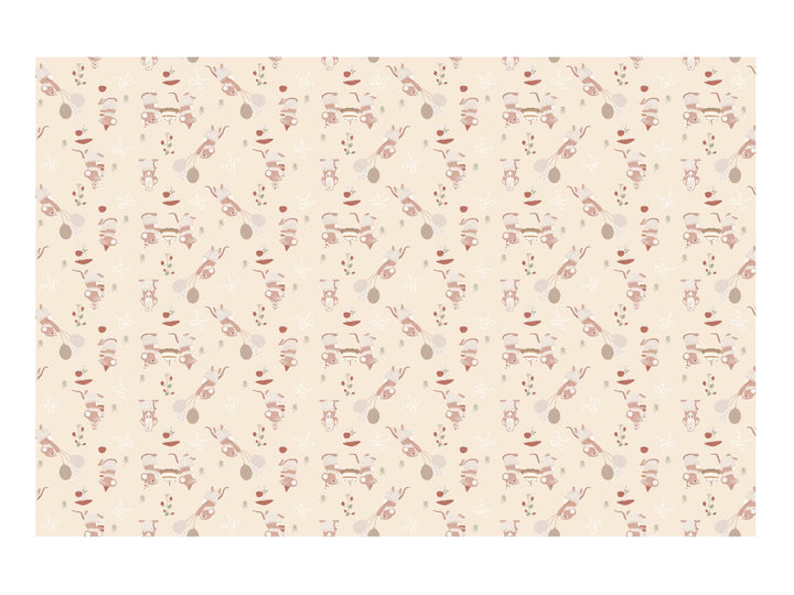 Mouse Paper Table Cover - One Little Mouse 1st Birthday Party Tablecloth - Mice Party Table Decorations - Neutral Table Decor - 180x120cm - Jolie Fete UK