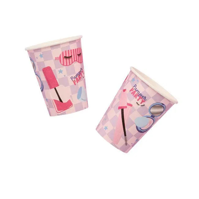 Pamper Party Paper Cups - Spa Party Cups - Girls Pamper Birthday Party Supplies - Pink & Lilac Party Tableware - Sleepover Party- Pack of 8 - Jolie Fete UK