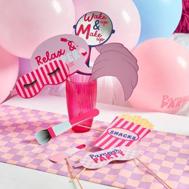 Pamper Party Photo Props - Sleepover Party Props - Spa Party Selfie Props - Girls Pamper Party Decorations - Photo Booth Props - Pack of 11 - Jolie Fete UK