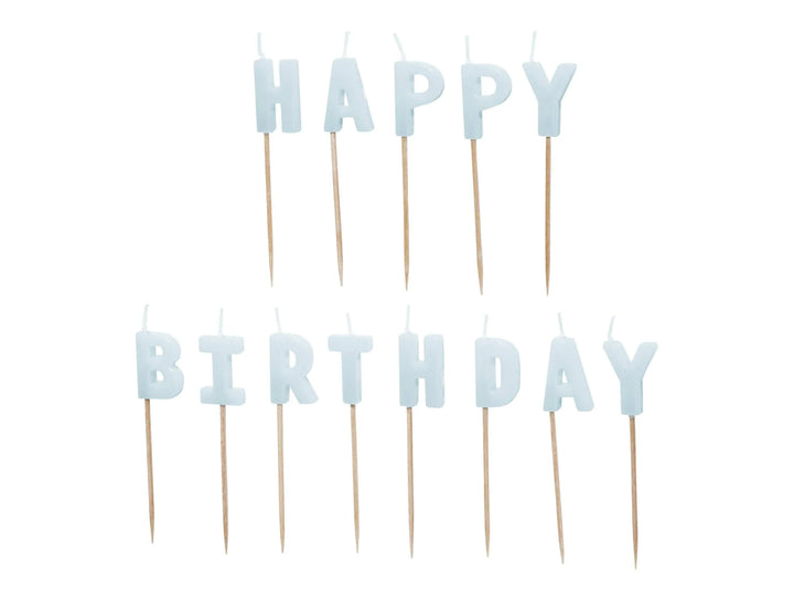 Pastel Blue Happy Birthday Cake Candles - Baby Blue Cake Decorations - Light Blue Birthday Party Decor - Jolie Fete UK