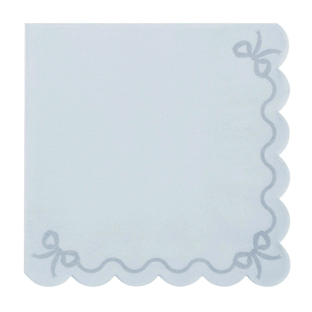 Pastel Blue Napkins - Baby Blue Party Paper Napkins - Light Blue Birthday Party Tableware - Scallop Edge Design - Pack Of 12 - Jolie Fete UK
