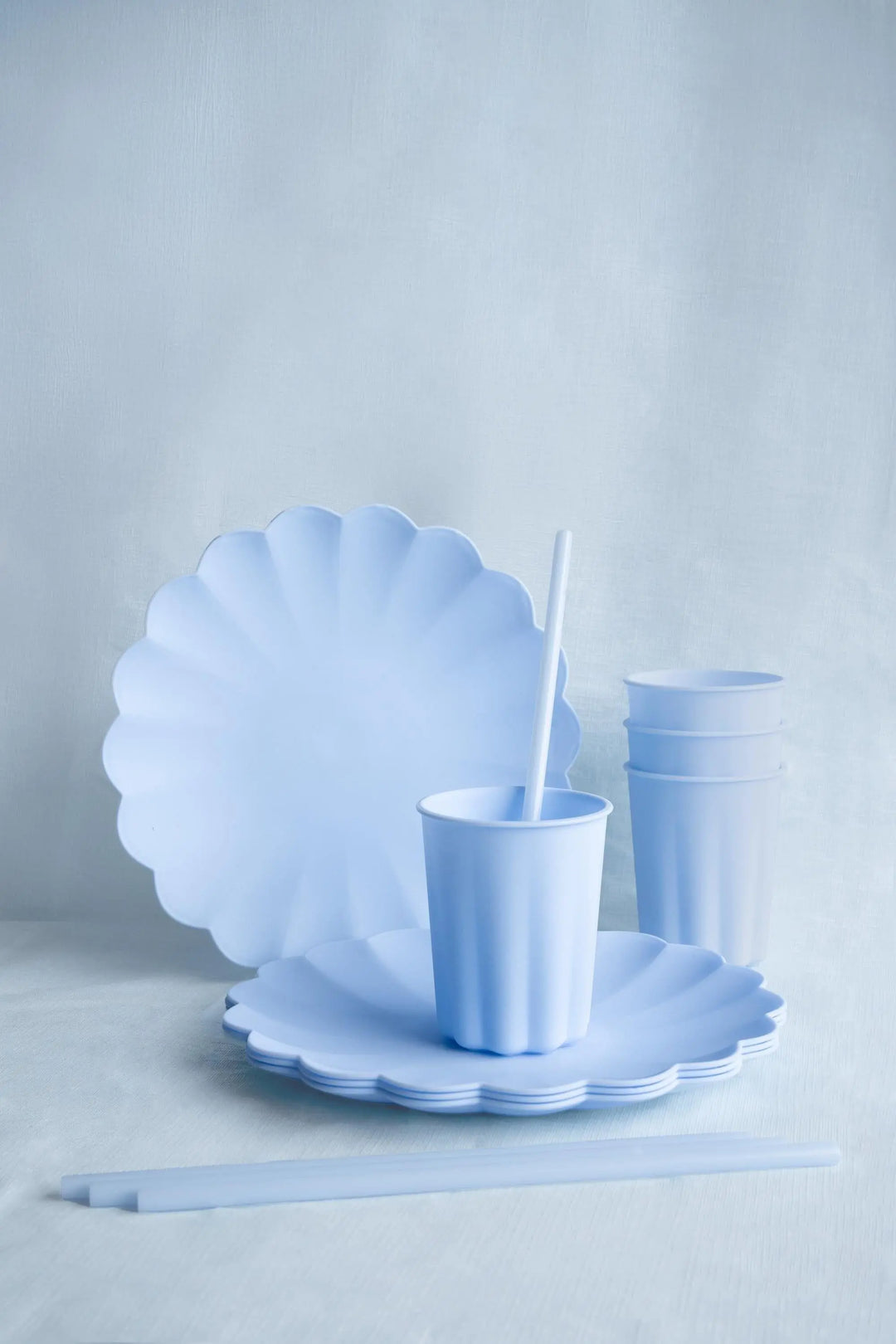 Pastel Blue Reusable Cups - Baby Blue Party Cups - Light Blue Birthday Party Decorations - Picnic Plastic Cups - Pack Of 4 - Jolie Fete UK