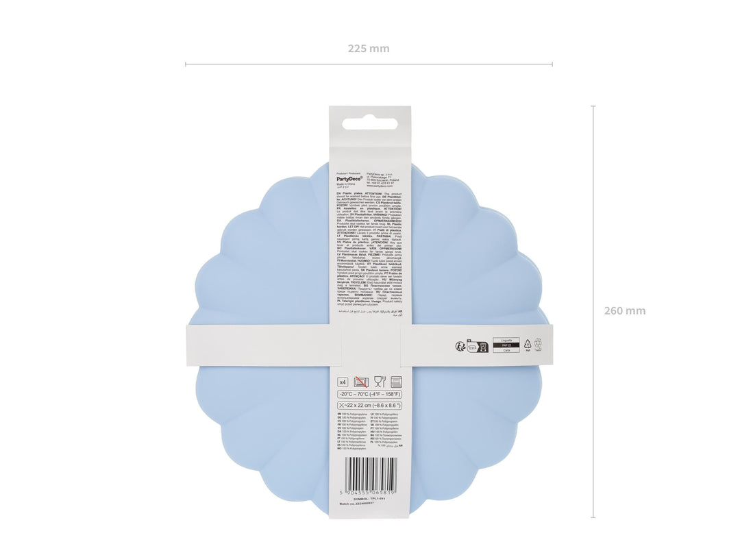 Pastel Blue Reusable Plates - Baby Blue Party Plates - Light Blue Birthday Party Decorations - Picnic Plastic Plates - Pack Of 4 - Jolie Fete UK