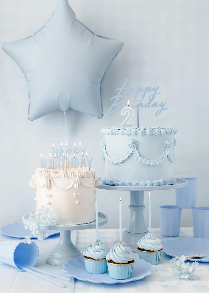 Pastel Blue Reusable Straws - Baby Blue Party Straws - Light Blue Birthday Party Tableware - Reusable Plastic Straws With Brush - Pack Of 12 - Jolie Fete UK